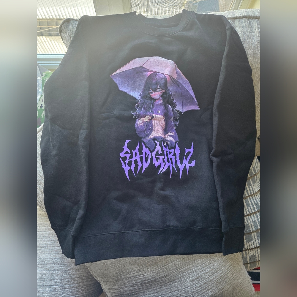 Brand New Black Sad Boyz Sweatshirt with Purple 'Sad Girlz' Graphic NWOT